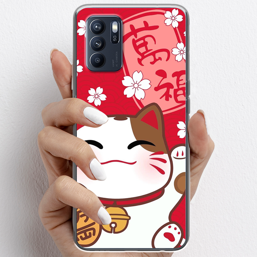 Ốp lưng cho Oppo Reno6 , Reno6 Z, Reno6 Pro nhựa TPU mẫu Mèo thần tài