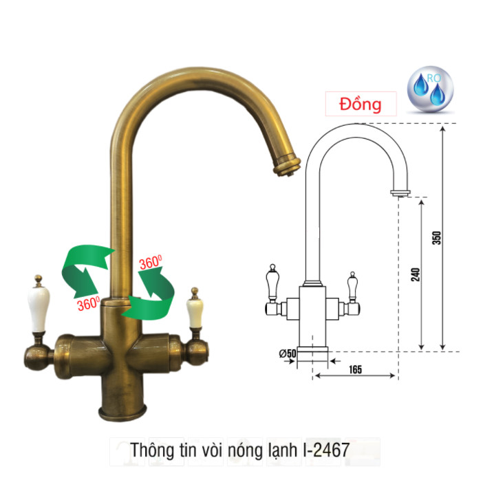 Vòi Rửa Chén Carysil I-2467 - Đồng Thau Mạ Crom - Hàng Chính Hãng