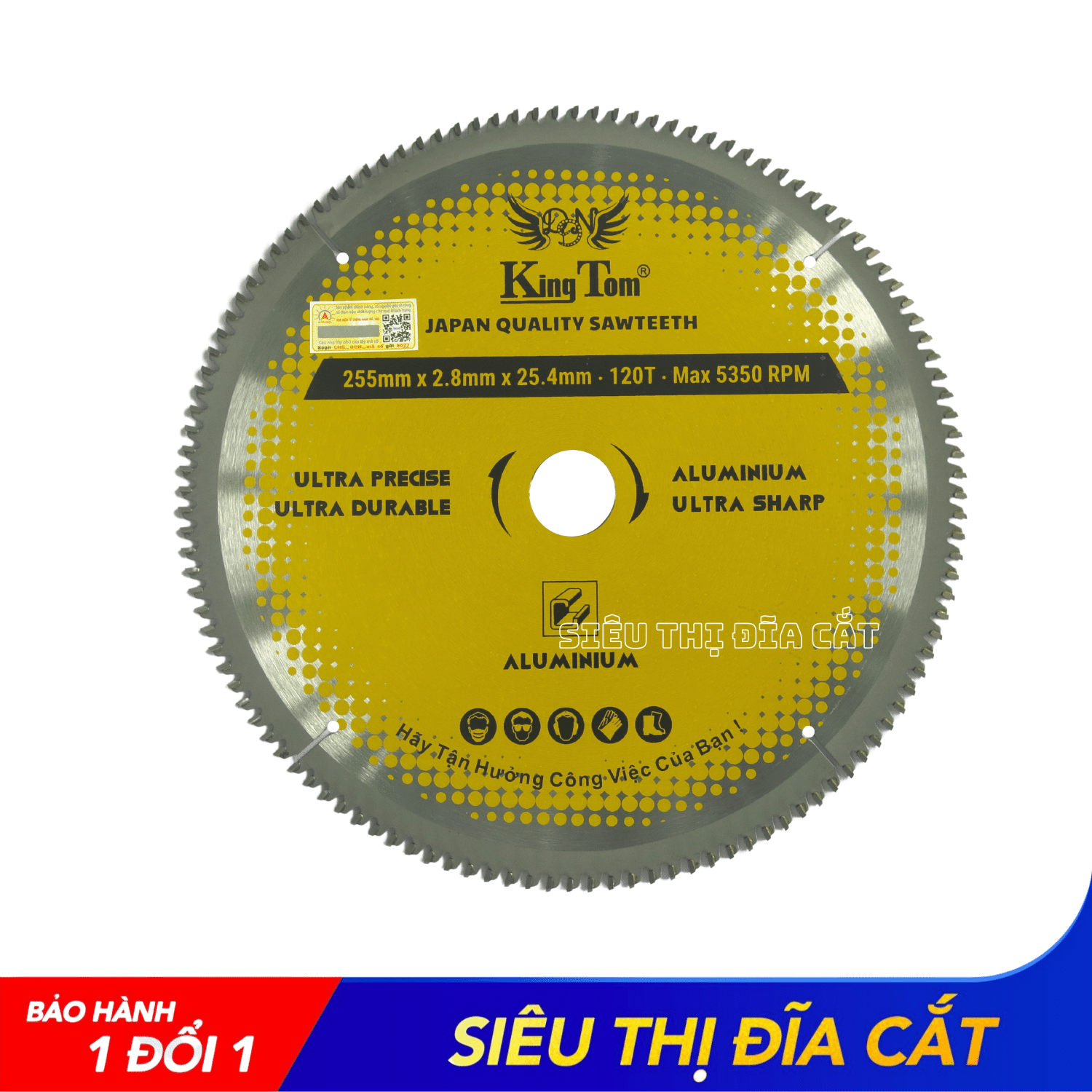 LƯỠI CẮT NHÔM 255-120 RĂNG KINGTOM VÀNG – CHẤT LƯỢNG VÔ ĐỊCH PHÂN KHÚC GIÁ RẺ!