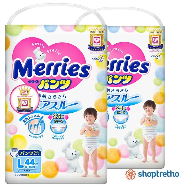 Hình ảnh Bỉm quần Merries L44 (cho bé từ 9-14kg) bịch 44 miếng