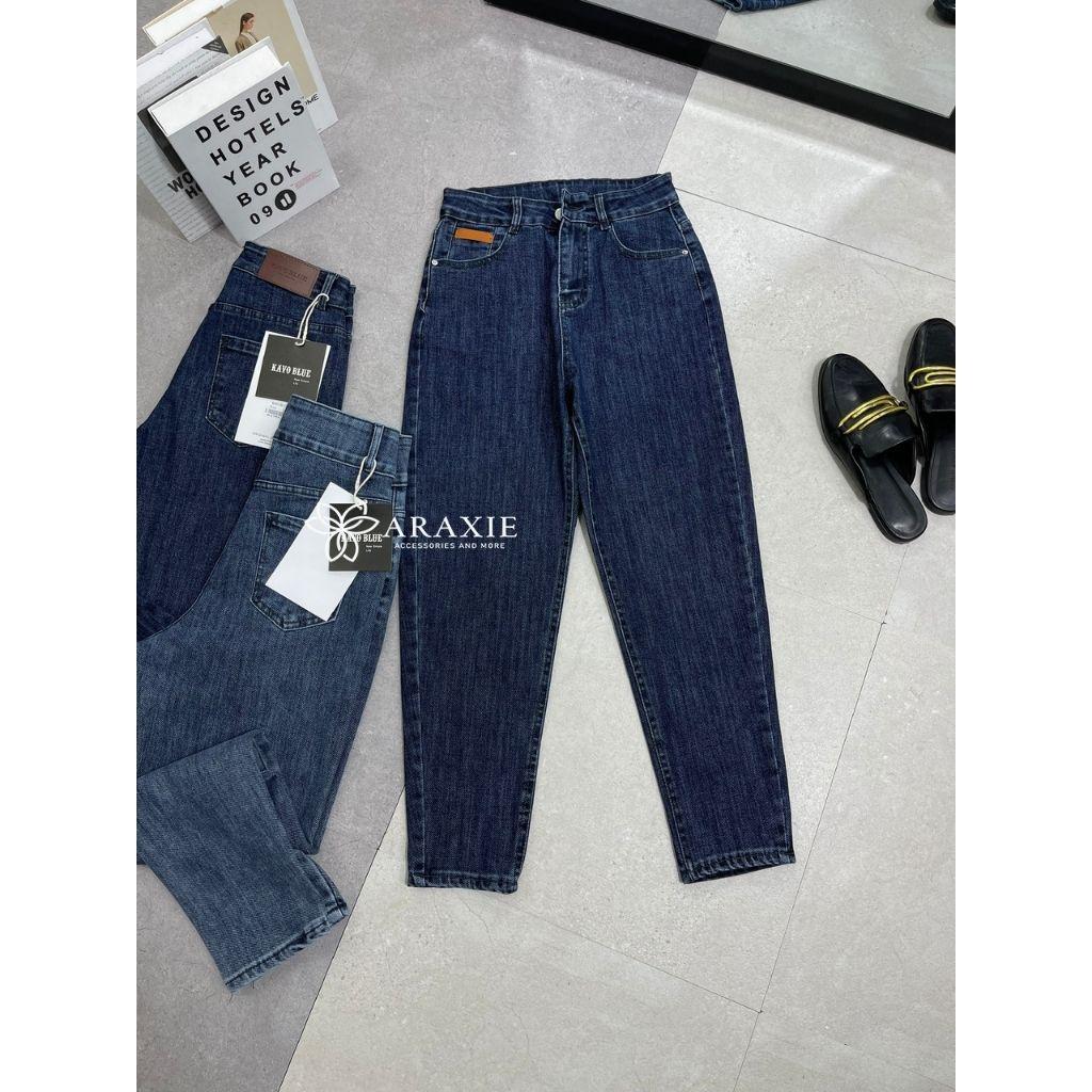 Quần jean baggy nữ Jean Araxie Quần bò baggy nữ cạp cao màu xanh co giãn tốt hack dáng JABG01