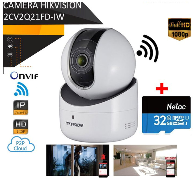 Camera IP Wifi Đàm Thoại 2MP Hikvision DS-2CV2Q21FD-IW có thẻ nhớ 32GB Hồng Ngoại- Hàng Chính Hãng