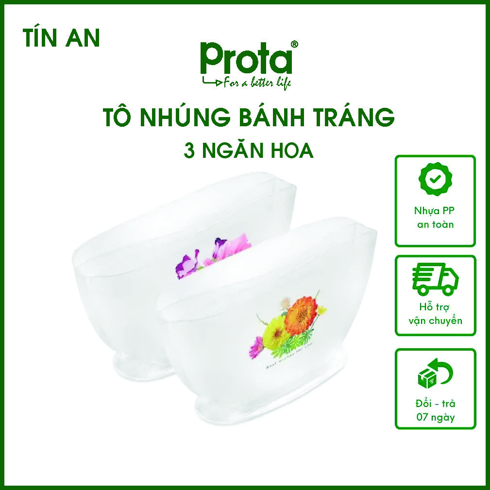 Combo 2 tô nhúng bánh tráng 3 ngăn hoa lớn Prota