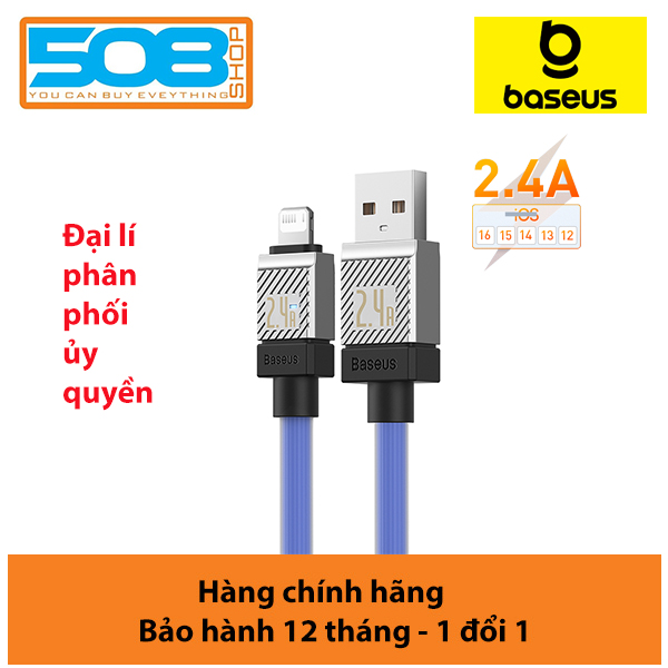 Cáp sạc nhanh, truyền dữ liệu cho Ai-phôn Ba-se-us CoolPlay Series Fast Charging Cable USB to Lai-nin 2.4A Thiết kế chắc chắn và bền bỉ và Tính năng Smart Trickle thông minh - Hàng chính hãng