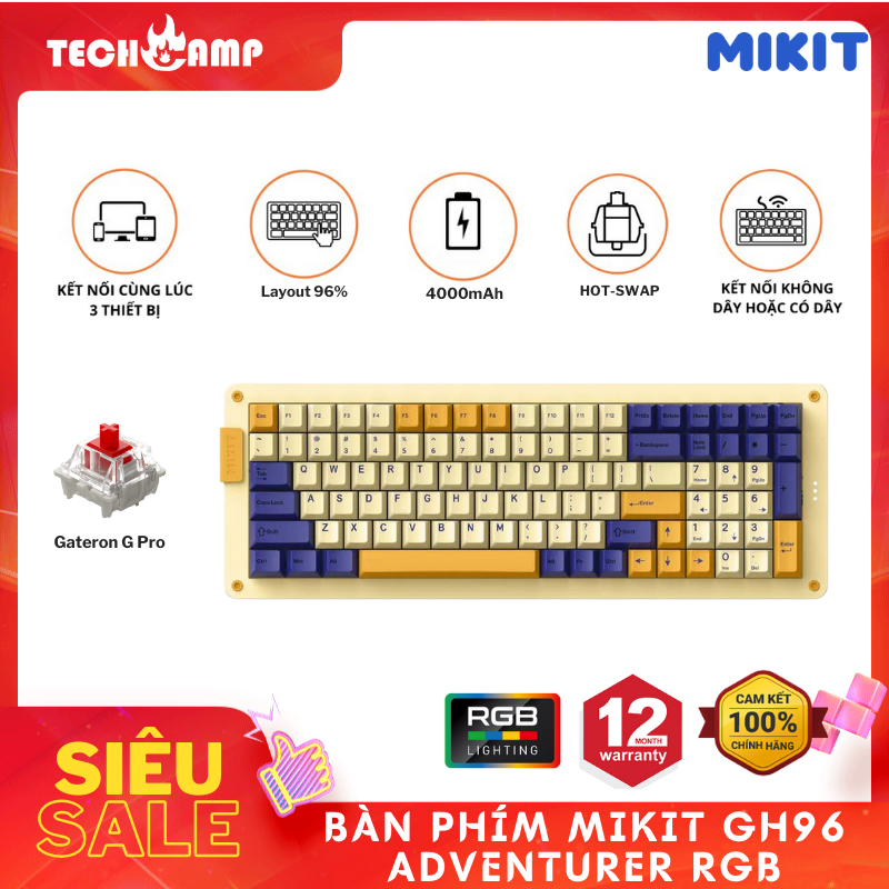 Bàn Phím MIKIT GH96 ADVENTURER RGB - Hàng chính hãng