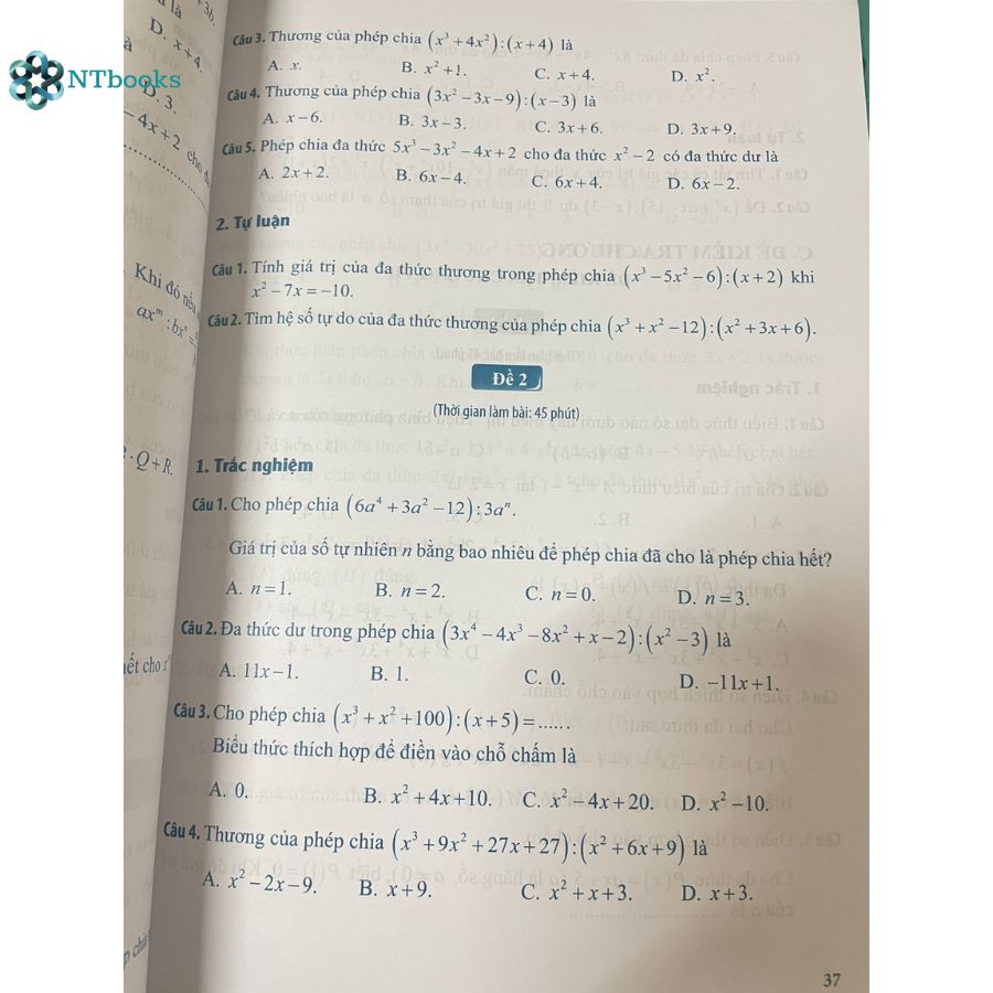 Sách Bộ đề kiểm tra Toán lớp 7 Tập 2 (Theo chương trình giáo dục phổ thông 2018)