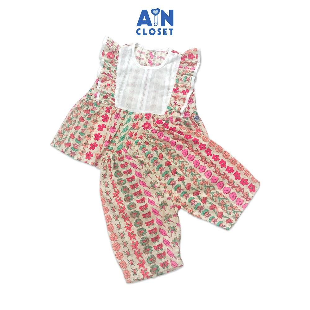 Bộ quần áo lửng bé gái họa tiết Hoa nhiều màu cotton - AICDBGM95EYP - AIN Closet