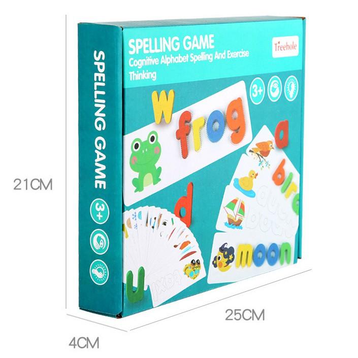 Đồ chơi Ghép Chữ Bằng Gỗ Spelling Game KB216078 Bảng Chữ Cái Tiếng Anh Nitkids Có Thẻ Hình Học Từ Vựng Cho Bé