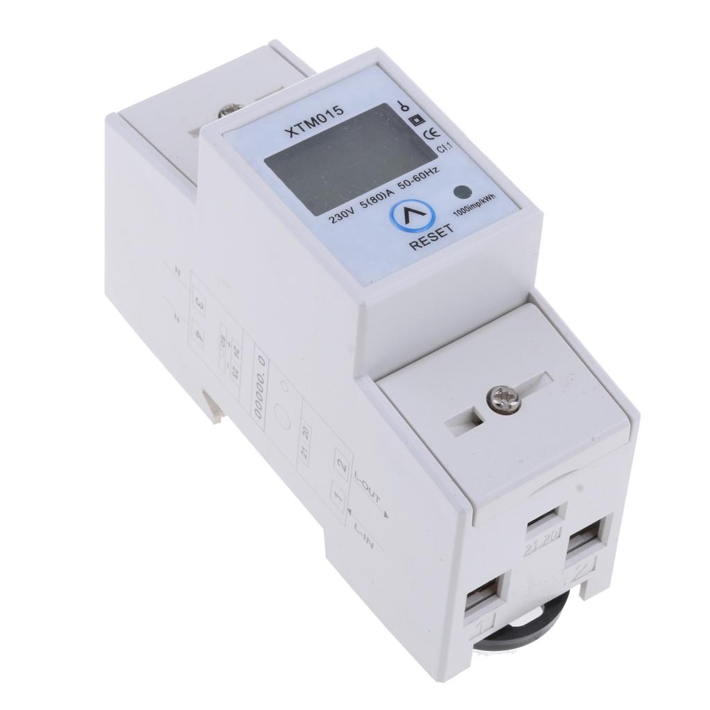 5A 230V 50-60Hz Single Phase Din Rail Watt Hour Energy Power kWh Meter