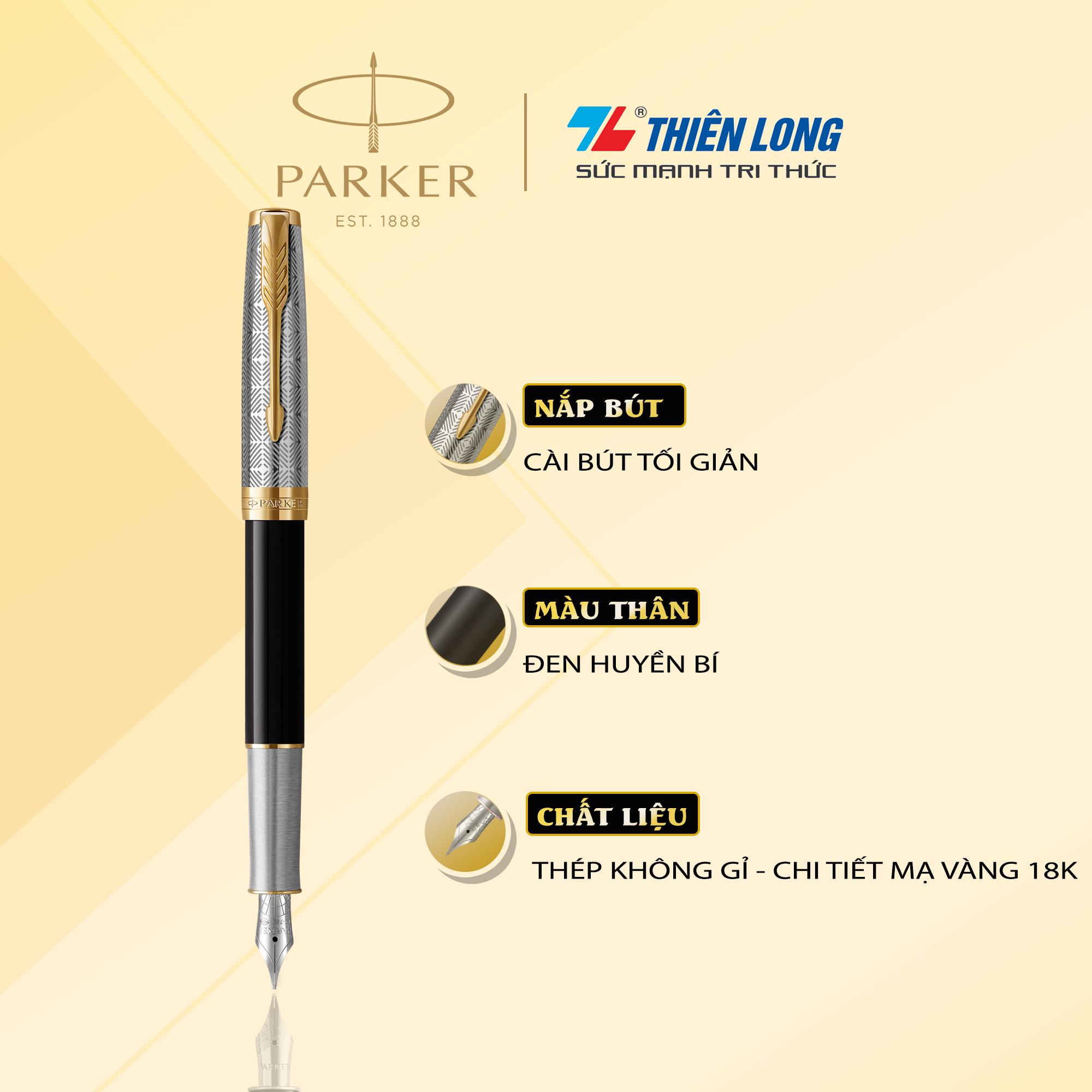 Bút máy cao cấp Parker Sonnet Metal - Mạ vàng 18k