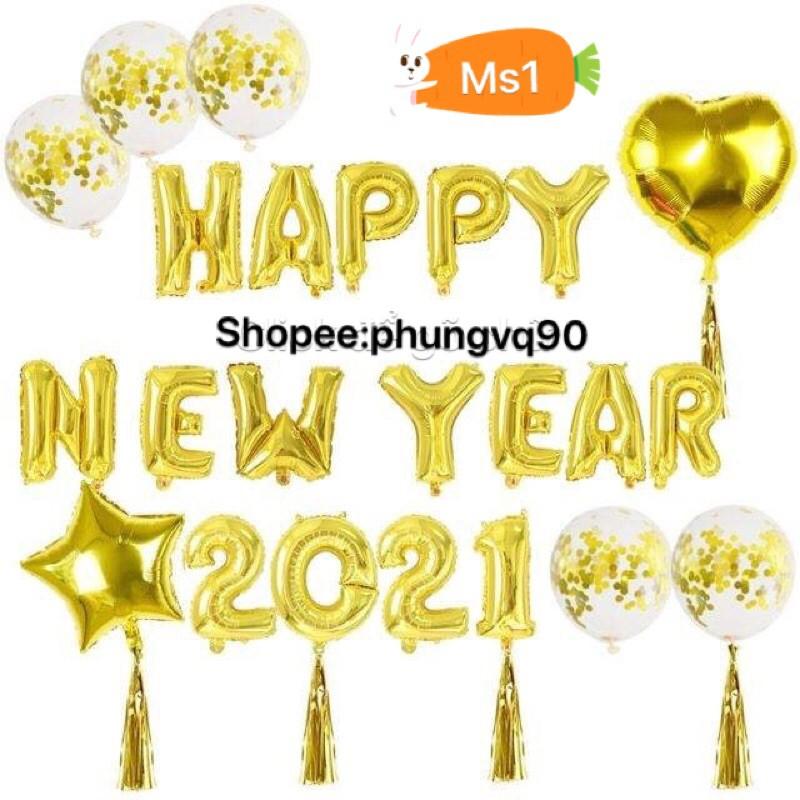 Set bóng trang trí Tết , Happy New Year 2022