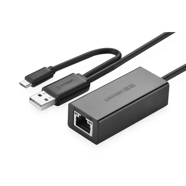 Cáp chuyển đổi USB 2.0 Sang cổng Lan tốc độ 100 Mbps hổ trợ OTG vỏ nhựa dây dài 40cm màu Bạc Ugreen UNW30219CR110 hàng chính hãng