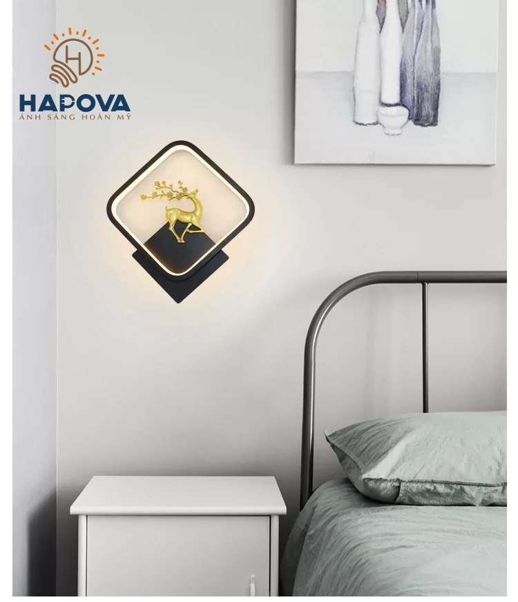 Đèn tường trang trí hình hươu HAPOVA DGT 2090 Màu Trắng, Đen
