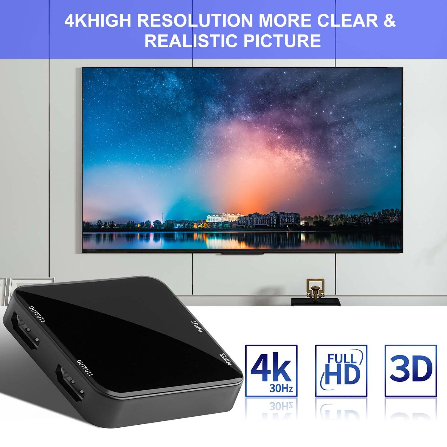 Bộ chuyển đổi âm thanh HD02 4K UHD Video Splitter 2.0 Hỗ trợ 1x2 HD Splitter HDCP 1.4 HDR