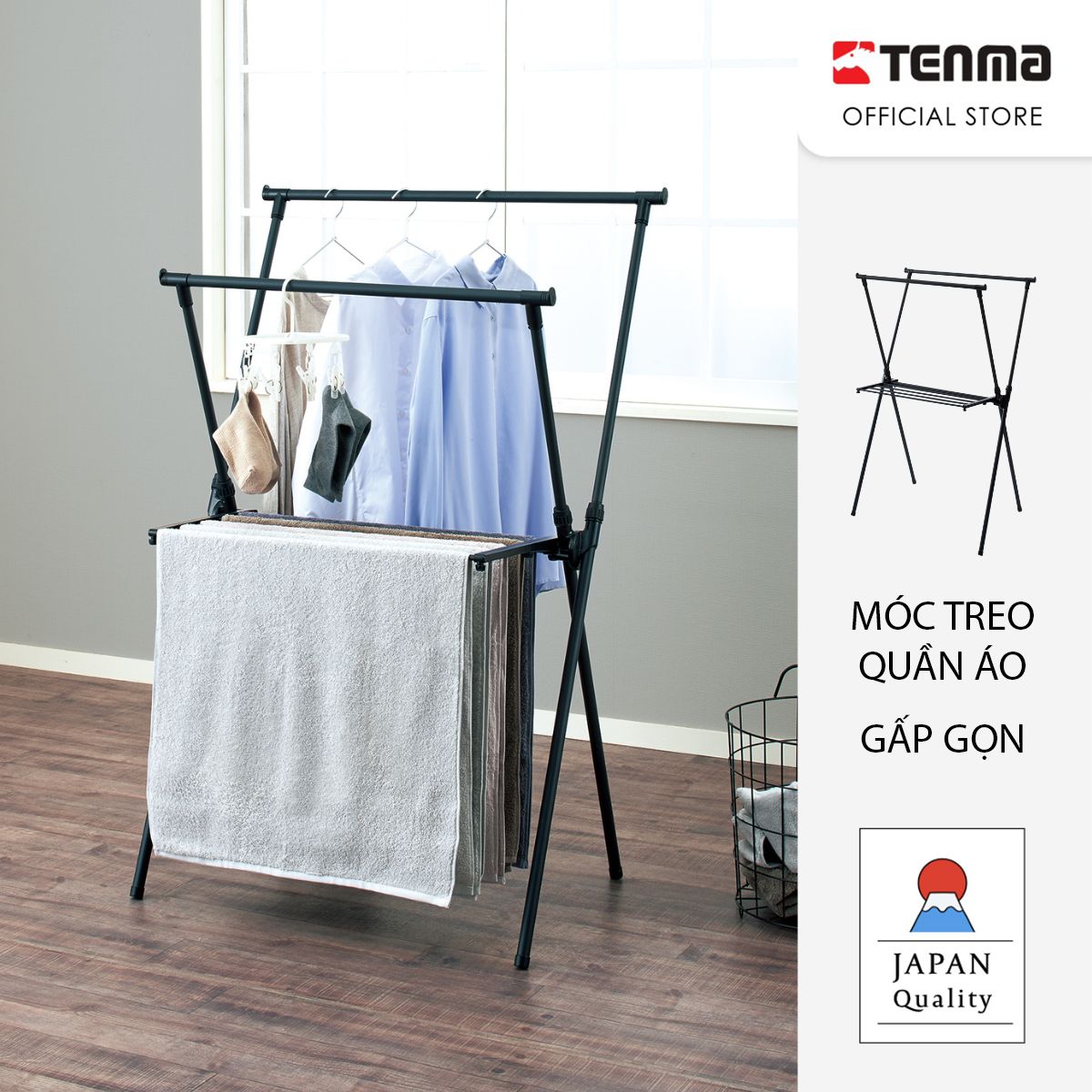 Giá Phơi Quần Áo Bằng Thép Không Gỉ PSBK-04 TENMA, Dễ Dàng Tháo Lắp, Gấp Gọn Và Điều Chỉnh