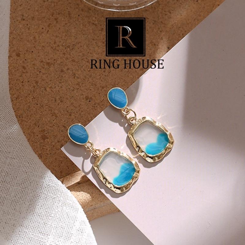 Bông Tai Khuyên Tai Nữ Phong Cách Vintage Xanh Đi Biển