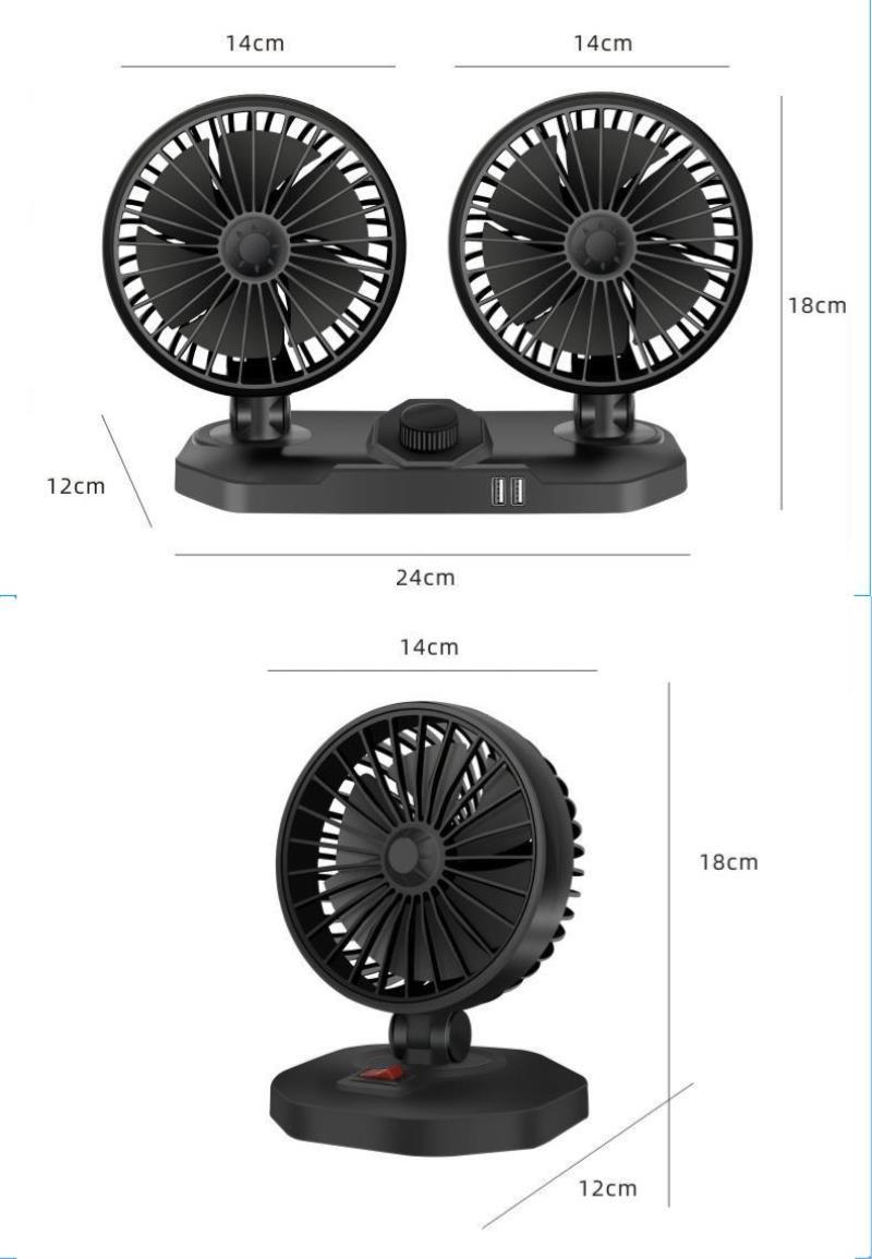 Quạt Làm Mát Xoay 360 Độ 12v / 24v Cho Xe Hơi