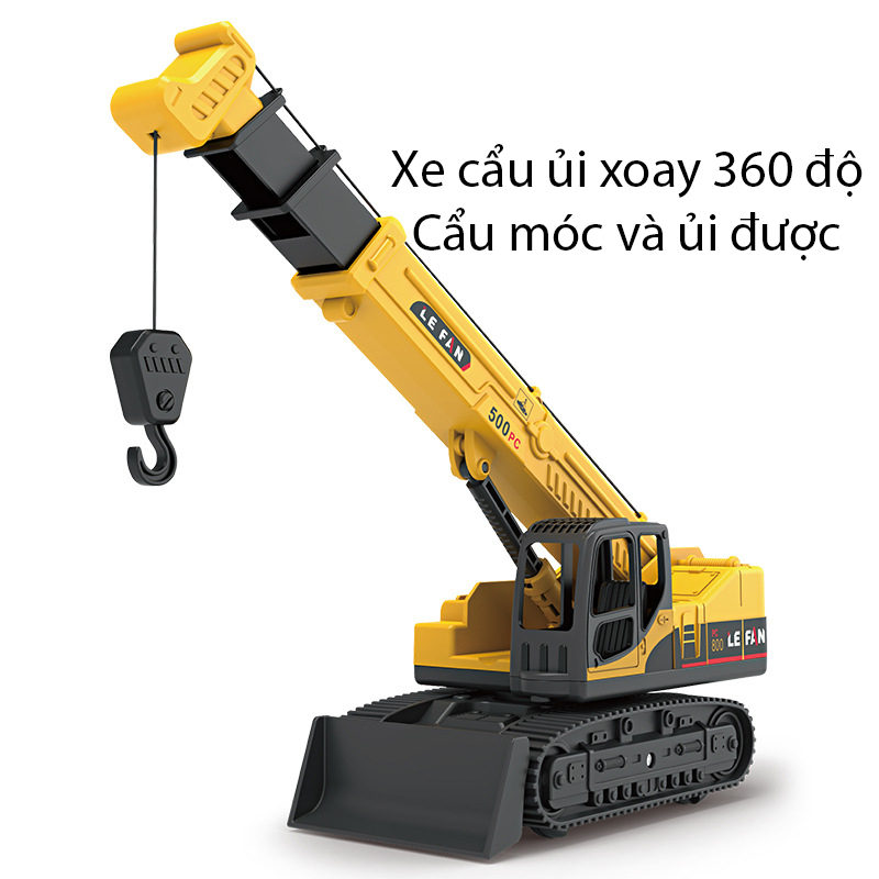 Đồ chơi mô hình xe cẩu ủi KAVY-032 chạy đà có móc đồ theo cơ chế ròng rọc bánh cao su