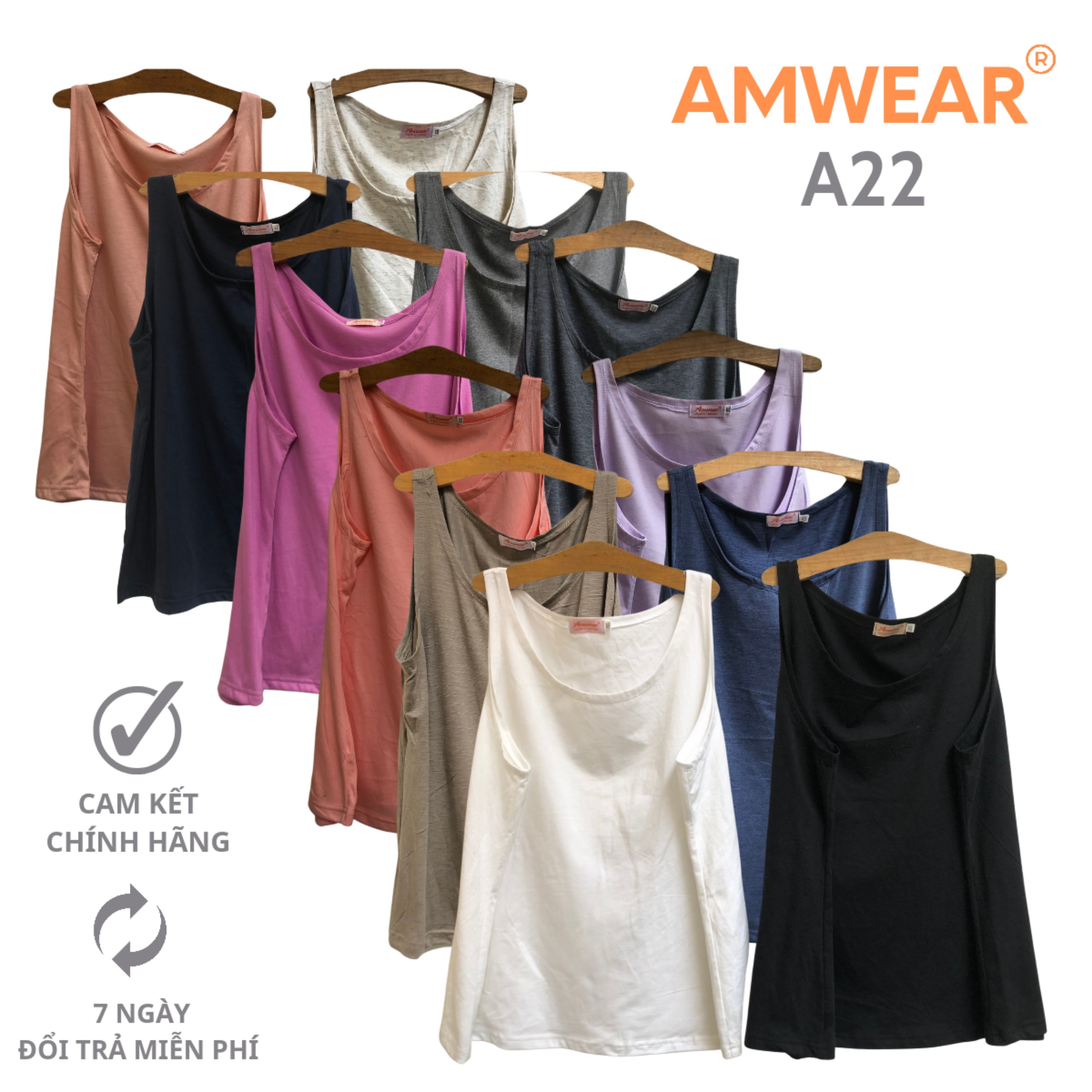 Áo Thun 3 lỗ Nữ AMWEAR A22 Chất liệu vải thun cotton co giản thấm hút mồ hôi tốt