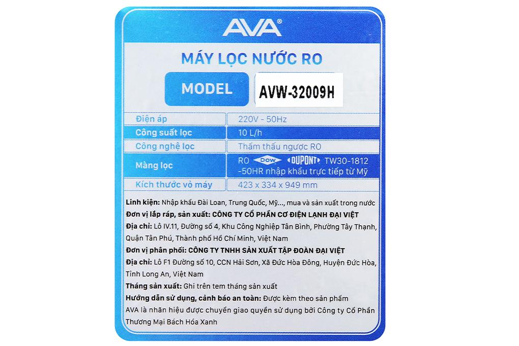 Máy lọc nước RO Ava AVW-32009H 9 lõi - Hàng chính hãng - Giao hàng toàn quốc