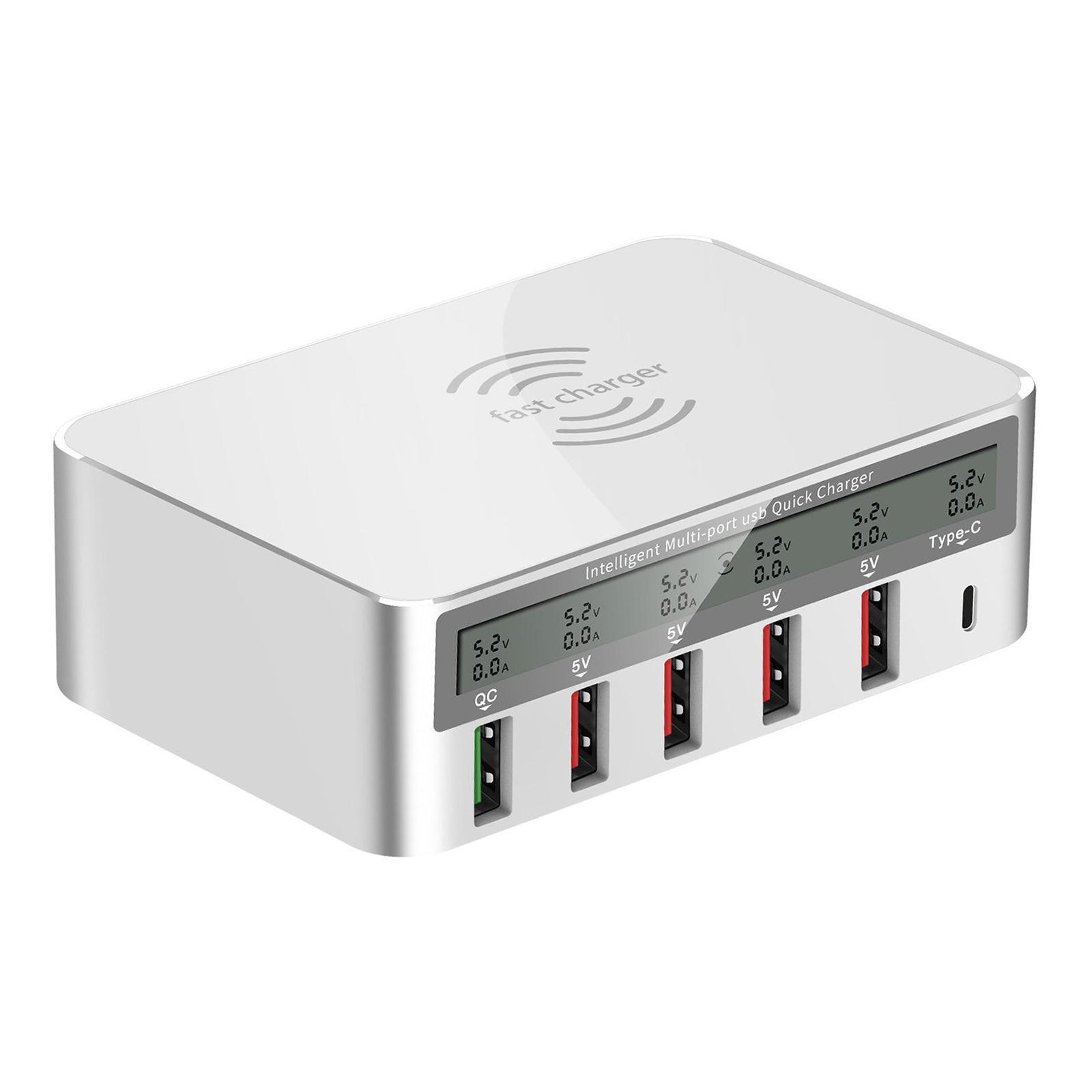Wireless 5 USB QC 3.0 Fast Charging Station Dock LED Display for