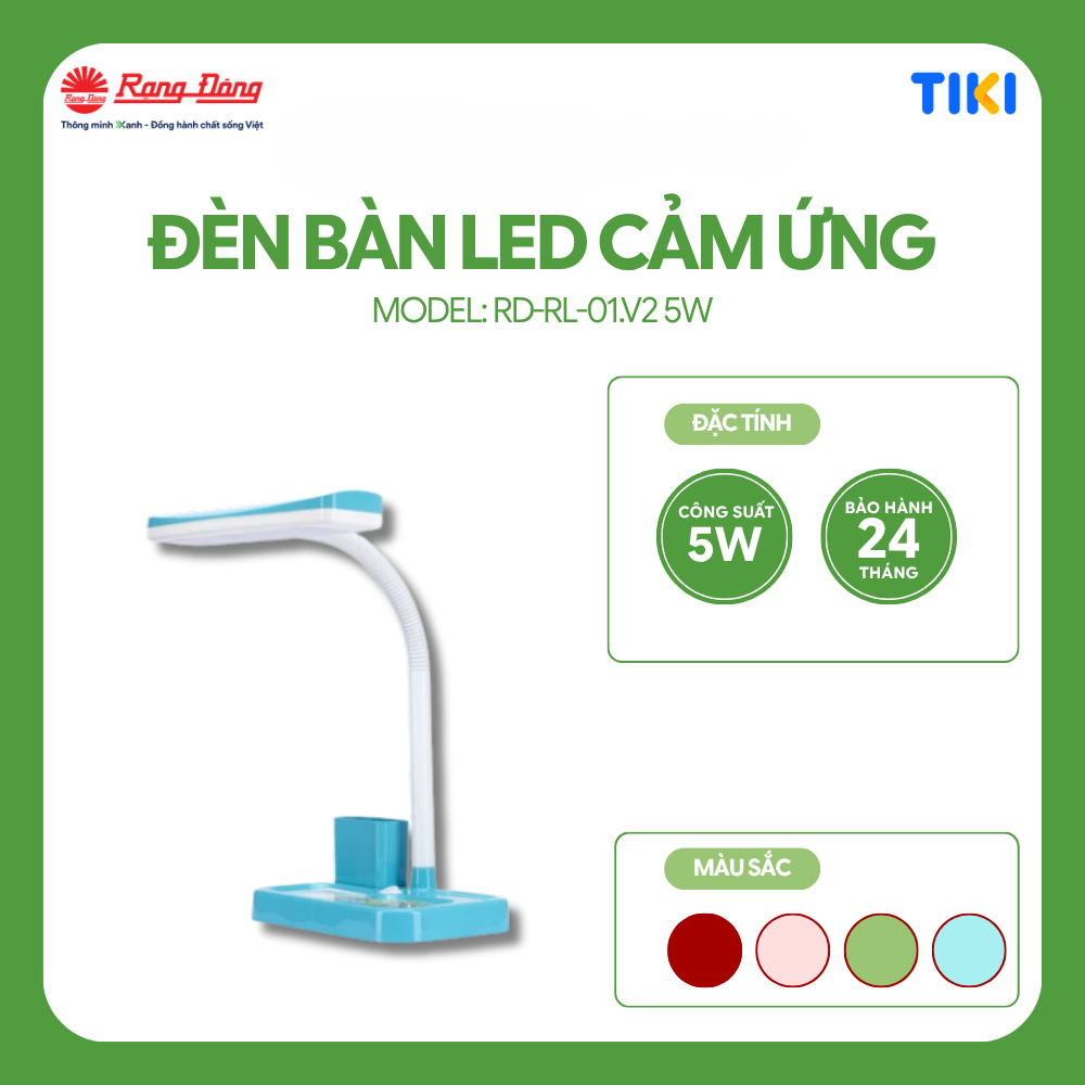 Đèn bàn Bảo vệ Thị lực Rạng Đông Model: RD-RL-01.V2 Mẫu Mới Cải Tiến Có Ống Cắm Bút