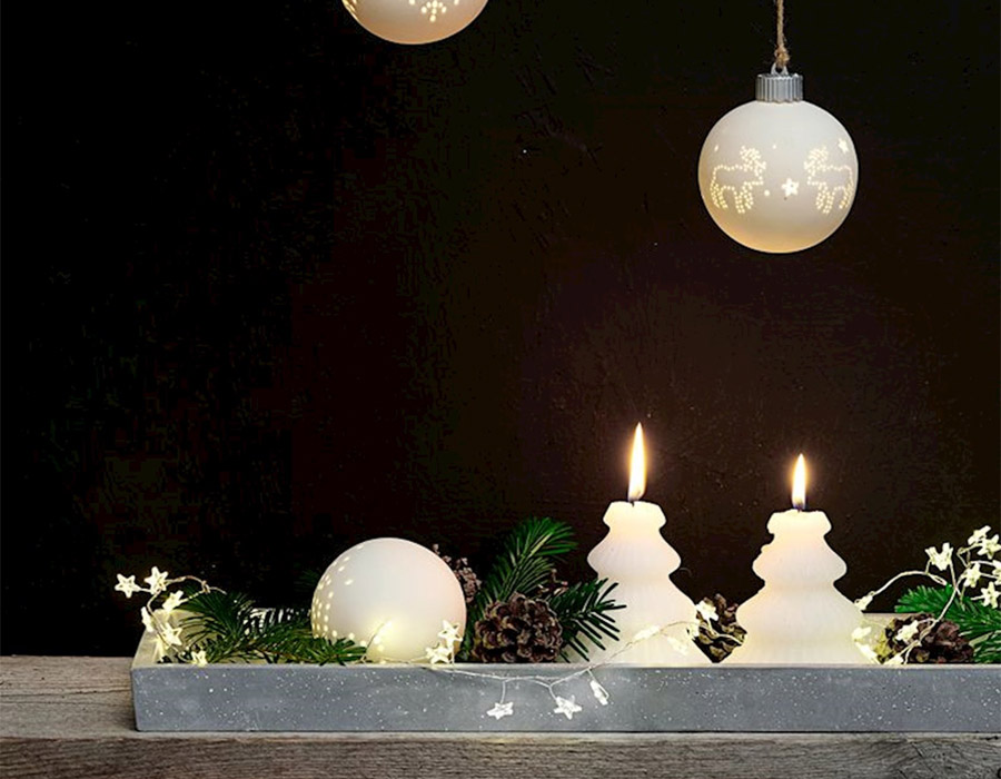 Khay trang trí | JYSK Nisse | polyresin/polystone | xám nhạt |  R15xD50xC2cm