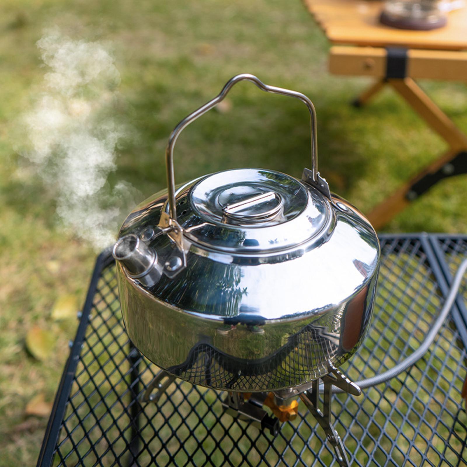 Water Boiler Teapot Anti Scald and Lockable Handle Cook Pot Portable Stoves Pot Camping Water Kettle for Backpacking Mountaineering Campfire