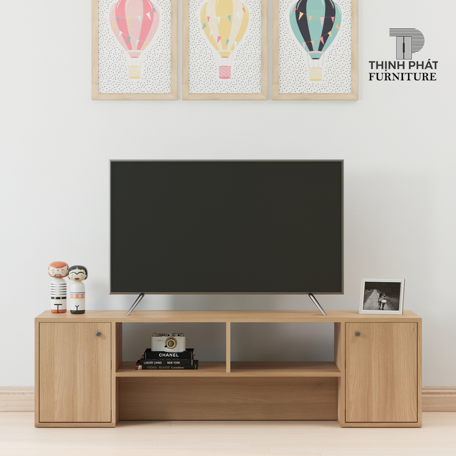 KỆ TIVI PHÒNG KHÁCH ĐẸP, HIỆN ĐẠI DÀI 1M4 - THỊNH PHÁT FURNITURE KTV-TP06 (140cm x 50cm x 40cm)