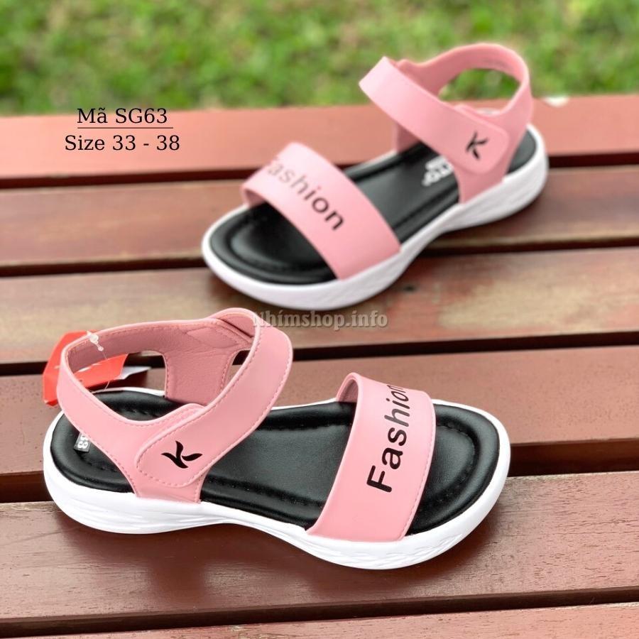 Dép sandal bé gái KENTO siêu nhẹ chống trơn quai ngang hồng thời trang cho trẻ em nữ 8 9 10 12 tuổi đi học đi biển SG63