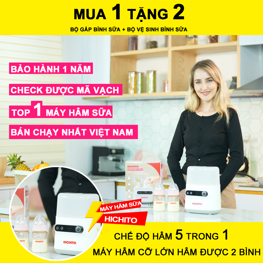 Máy Hâm Sữa và Tiệt Trùng Hichito 5 trong 1 Chính Hãng