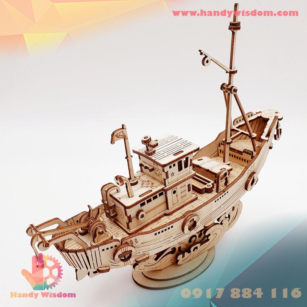 Mô hình lắp ghép gỗ Rolife - Tàu đánh cá - Robotime Fishing Ship TG308