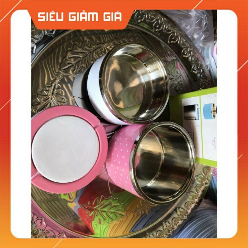 Hộp cơm giữ nhiệt chấm bi 2 tầng