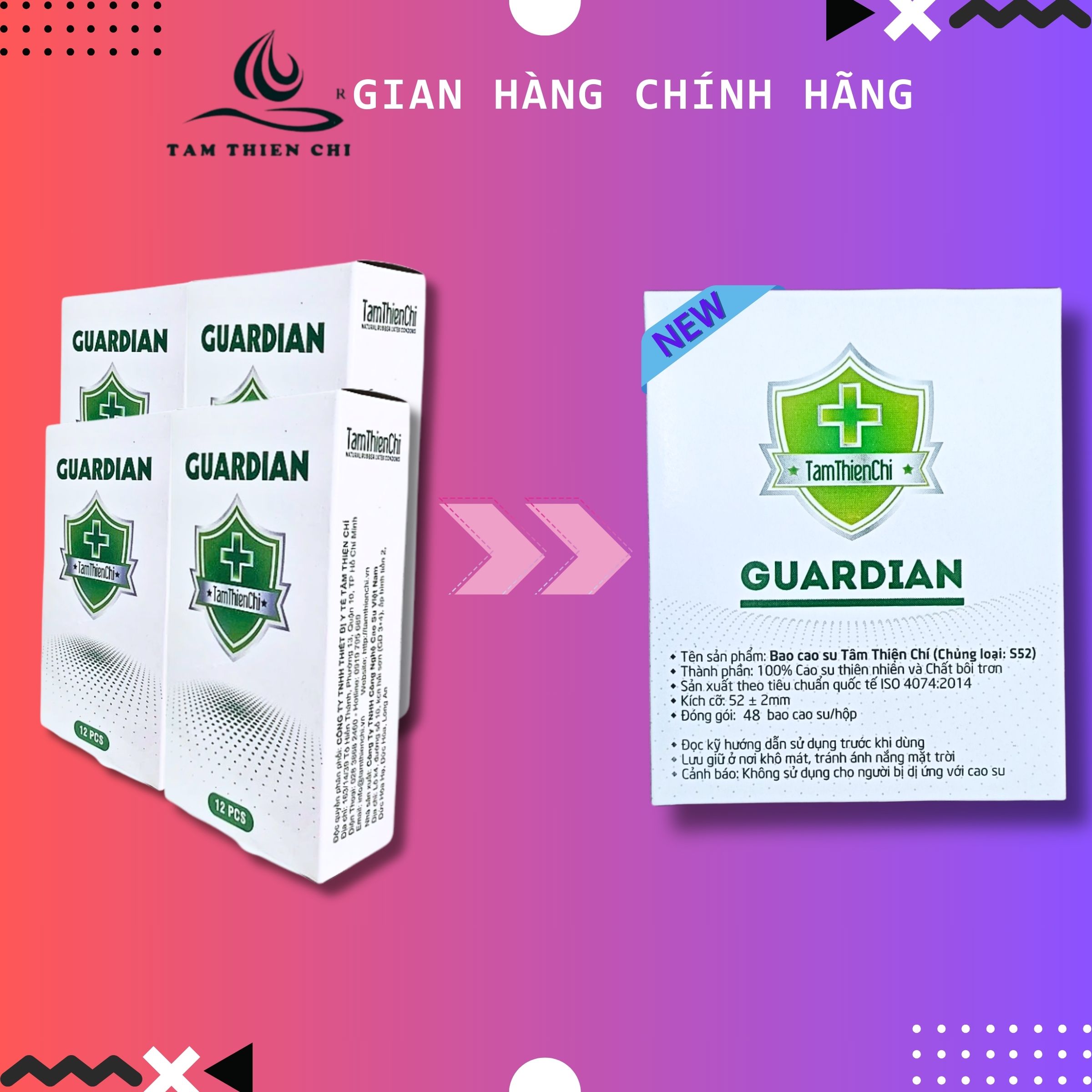 Bao cao su Tâm Thiện Chí GUARDIAN Bộ 48 cái