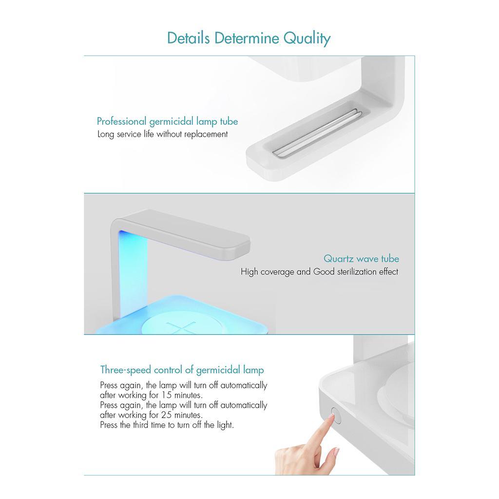 2 In 1 QI Wireless Fast Charger 10W Mobile Phone Sterilization UV Germicidal