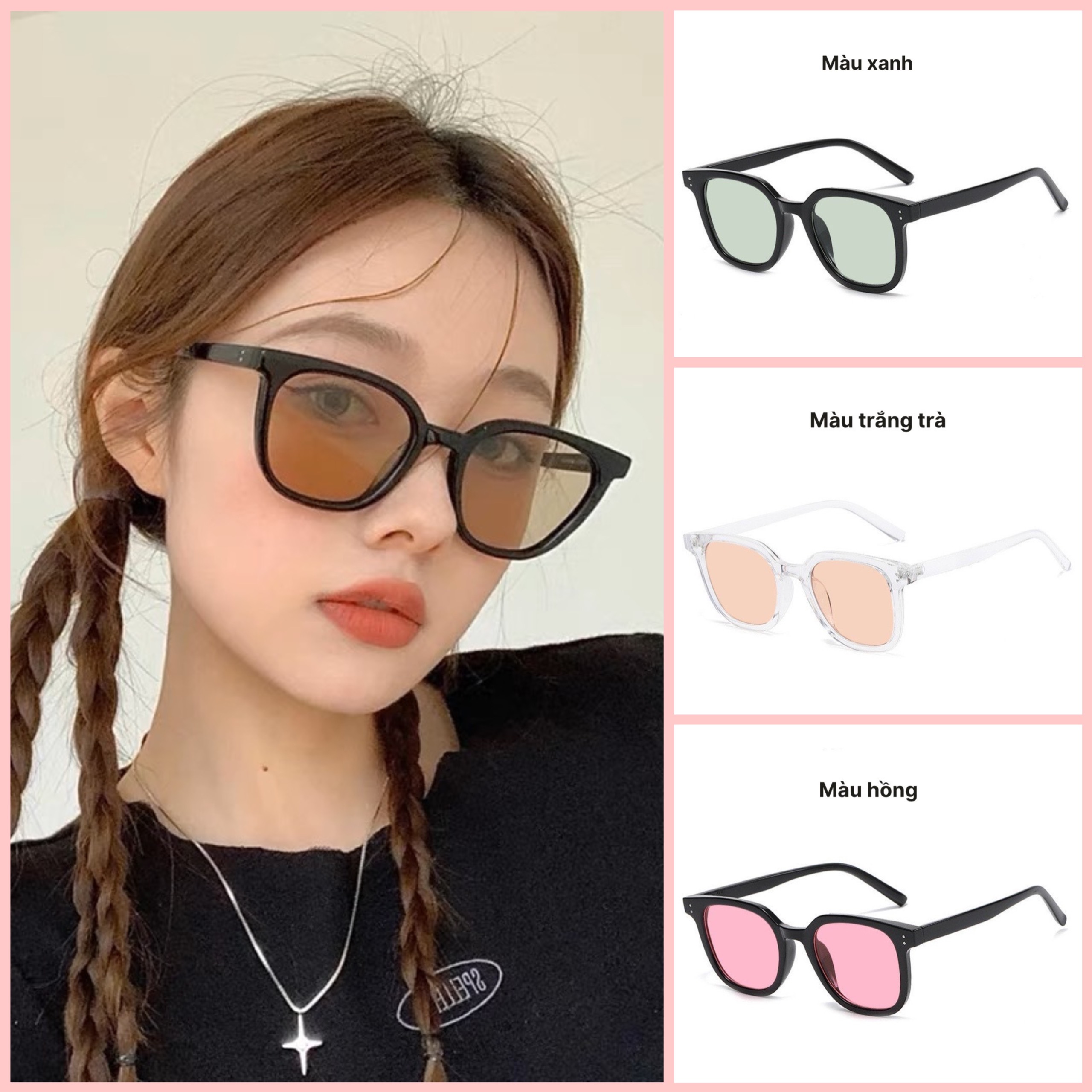 Kính Râm Nữ Đi Biển, Kính Mát Chống Nắng Tia UV400 Gọng Nhựa Nhiều Màu Thời Trang Nam Nữ Cá Tính Hàn Quốc 2023
