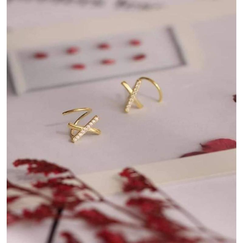 BÔNG TAI XOẮN BẠC XI VÀNG