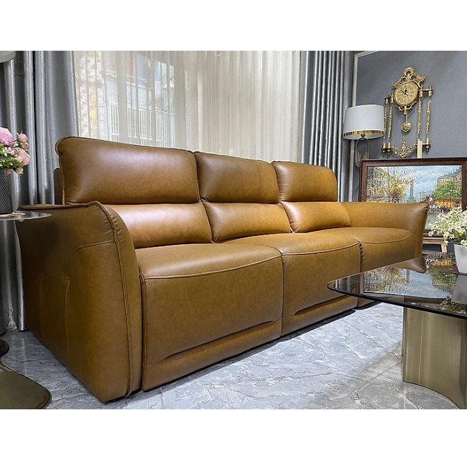 Sofa chỉnh điện 100% da bò Italy Tundo màu vàng – SFBDCT01 2m7 hàng cao cấp chuẩn da bò nhập khẩu Ý