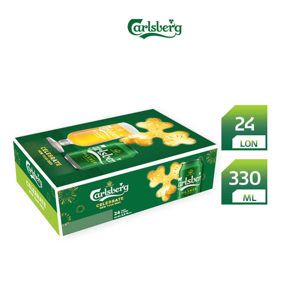 Nồng độ cồn 4.8% - Thùng 24 lon bia Carlsberg Danish Pilsner 330ml