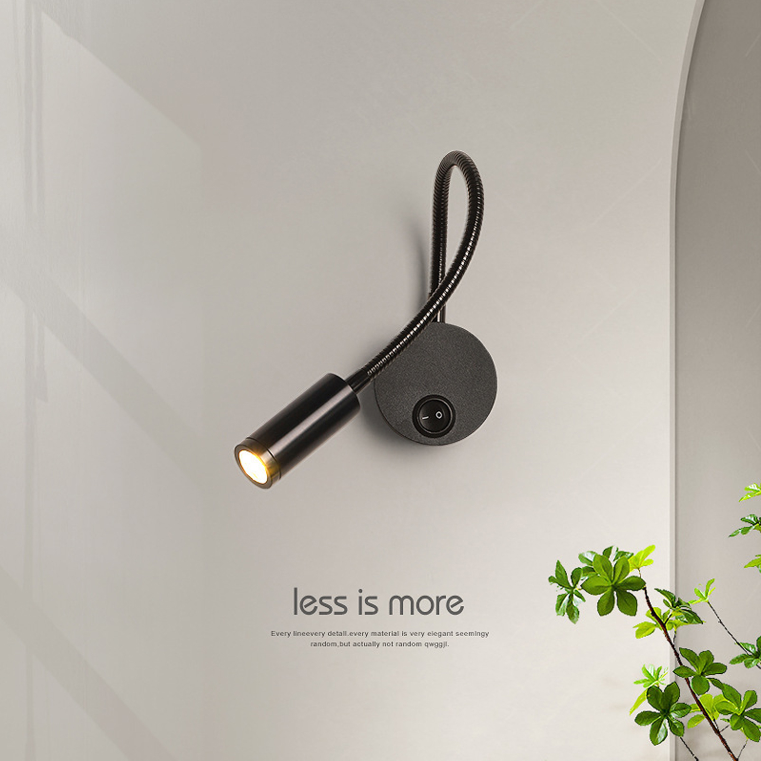 Đèn đọc sách đầu giường LED 3W, Loại gắn tường, Ánh sáng chiếu rọi điểm