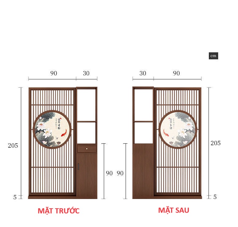 Vách ngăn phòng khách, vách ngăn tủ kệ bằng gỗ 4VTK10 - Nội thất lắp ráp Viendong adv