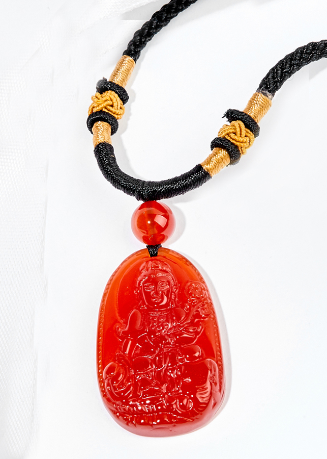 Mặt Dây Chuyền Phổ Hiền Bồ Tát Đá Mã Não Đỏ Ngọc Quý Gemstones