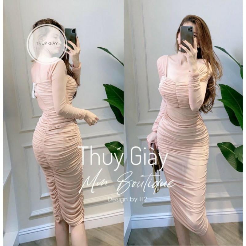 VÁY DÚM MAXI 2 LỚP ĐEN/BE CHẤT LƯỚI