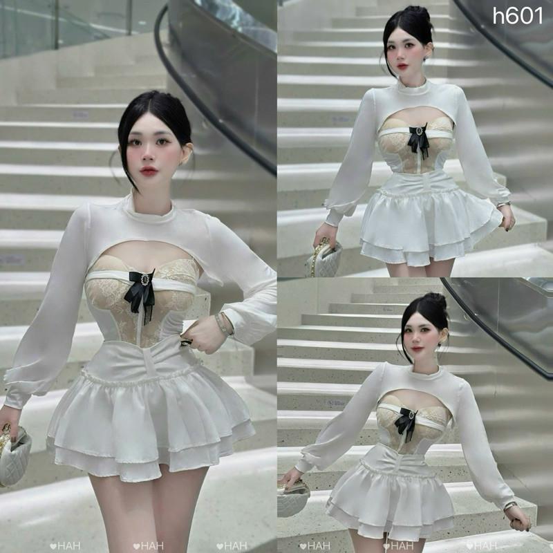 Set váy xinh tiểu thư kèm tag nơ cưng xỉu  HAH BY JOLIE - Đen, Đen