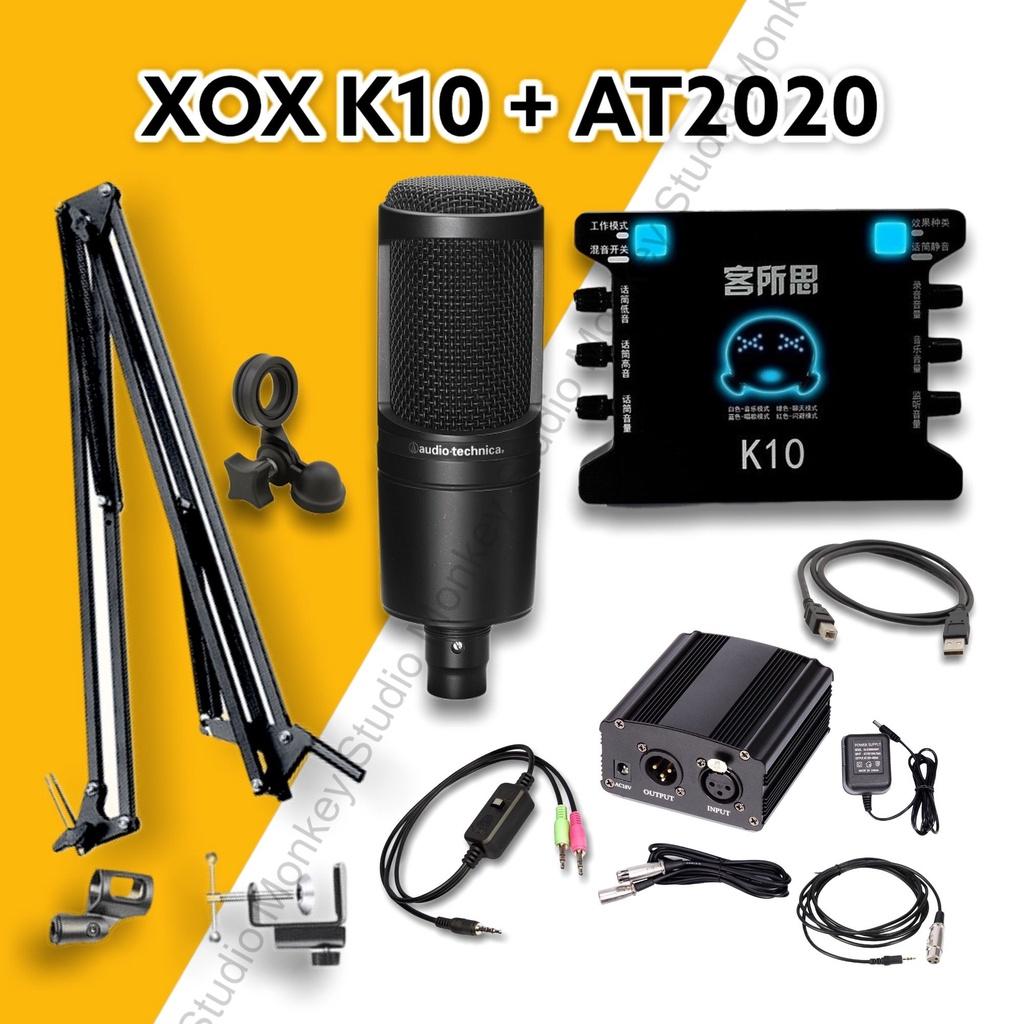 Bộ Mic Hát Livestream Soundcard XOX K10 &amp; Mic AT2020 Chất Lượng Cao, Âm Thanh Cực Kỳ Sống Động - Hàng Chính Hãng