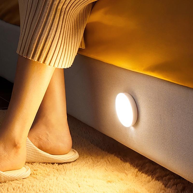 Đèn LED Hình Tròn Cảm Biến Chuyển Động Kèm Sạc USB Tiện Dụng Cho Phòng Khách/ Phòng Ngủ