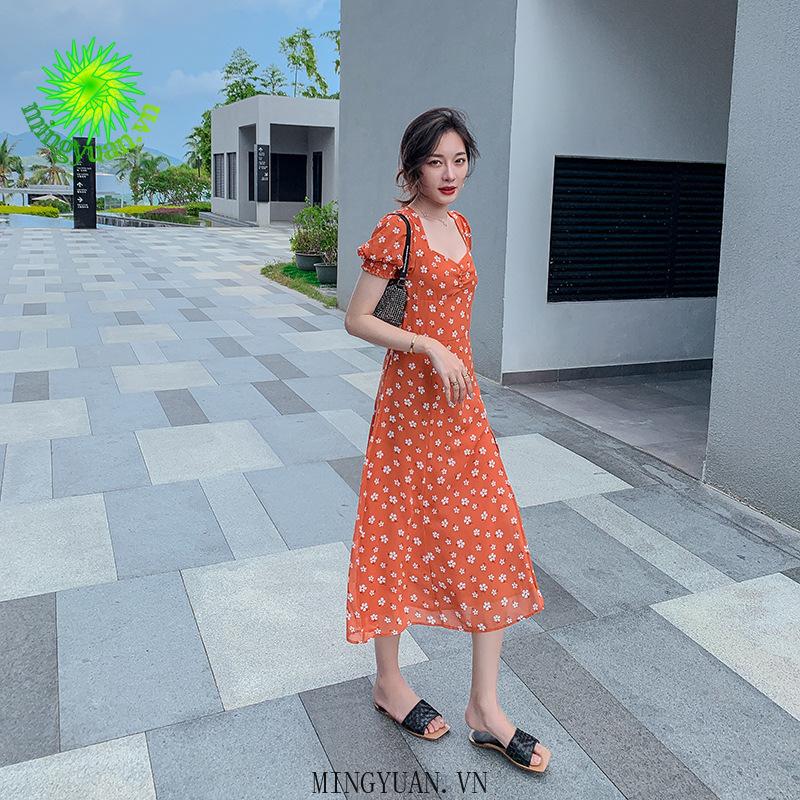 Đầm Hoa Tay Ngắn Xinh Xắn Dành Cho Nữ