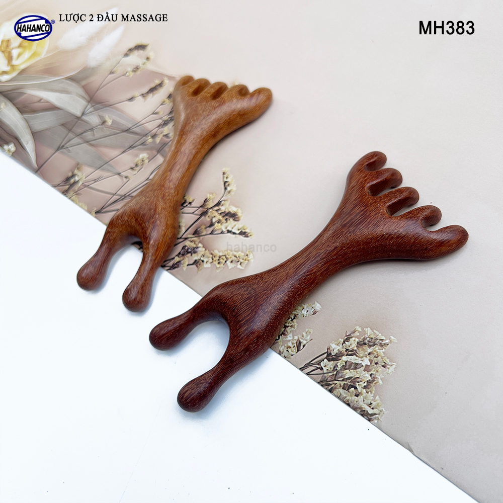 Lược Châm Cứu Hươu Bằng Gỗ Gõ Đỏ HAHANCO Giúp Lưu Thông Máu Mát Xa Toàn Thân - MH383