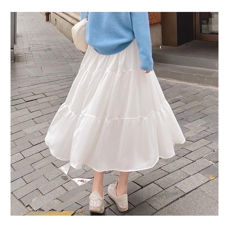 Chân Váy Nữ Voan Tầng Vintage 2 lớp Siêu Xinh 2 màu đen trắng