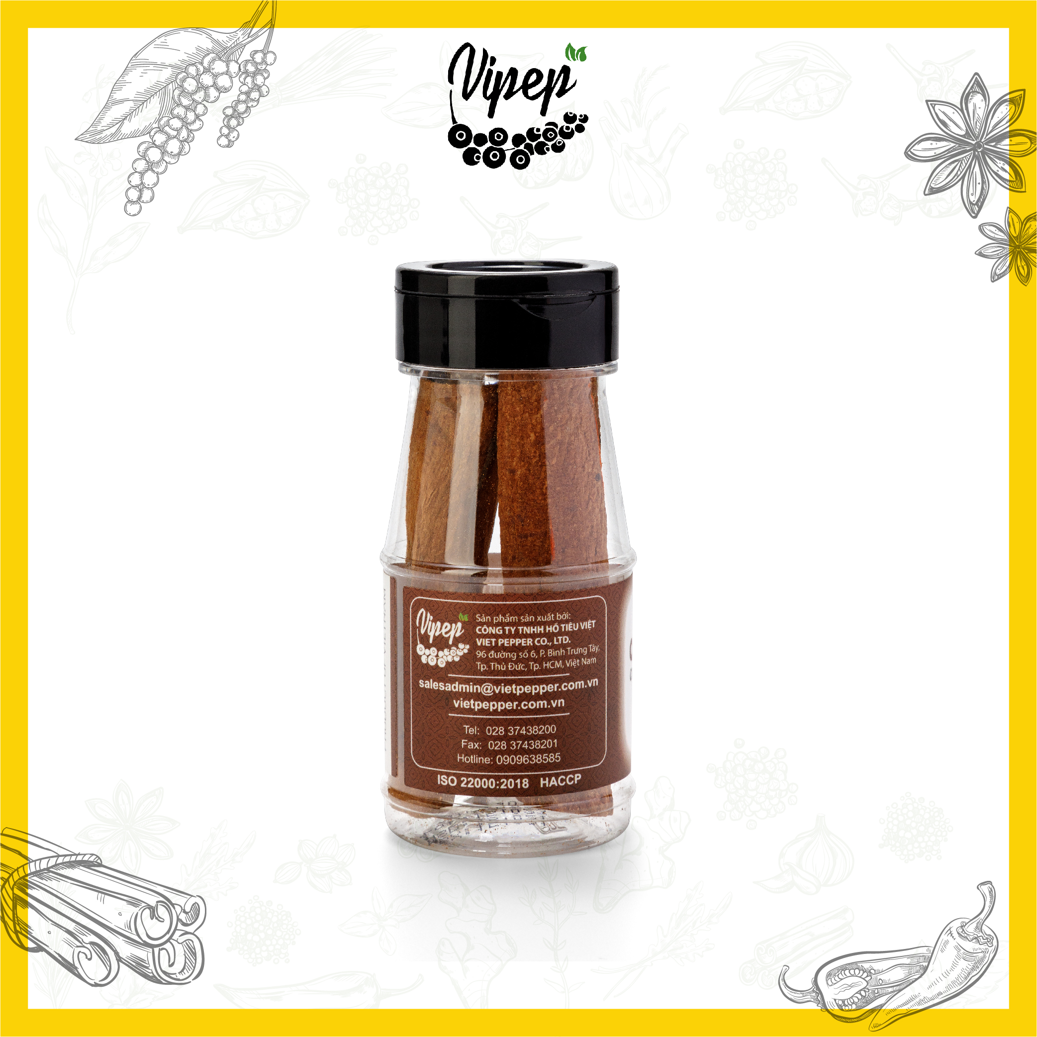 Quế Thanh Cạo Vỏ Gia Vị Vipep Hũ Nhựa 20g - Gia vị Vipep